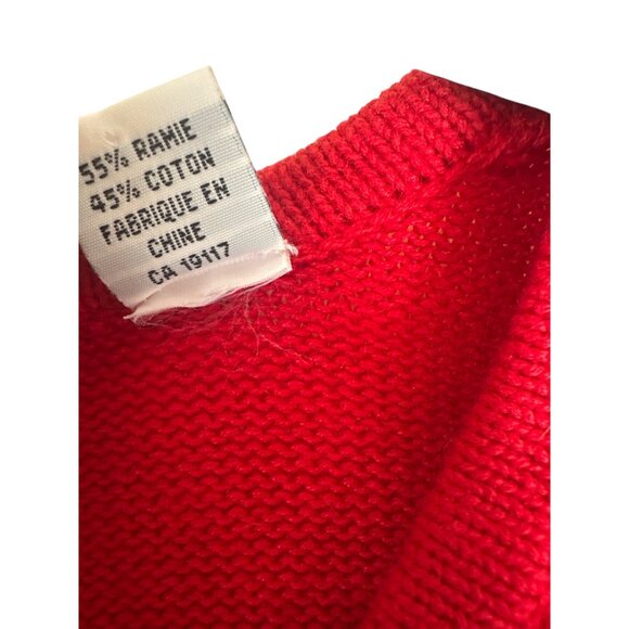 Vtg 90's Christmas Knit Cardigan Sweater Women's XL Red Tree Snowman Snowflakes - Picture 11 of 16
